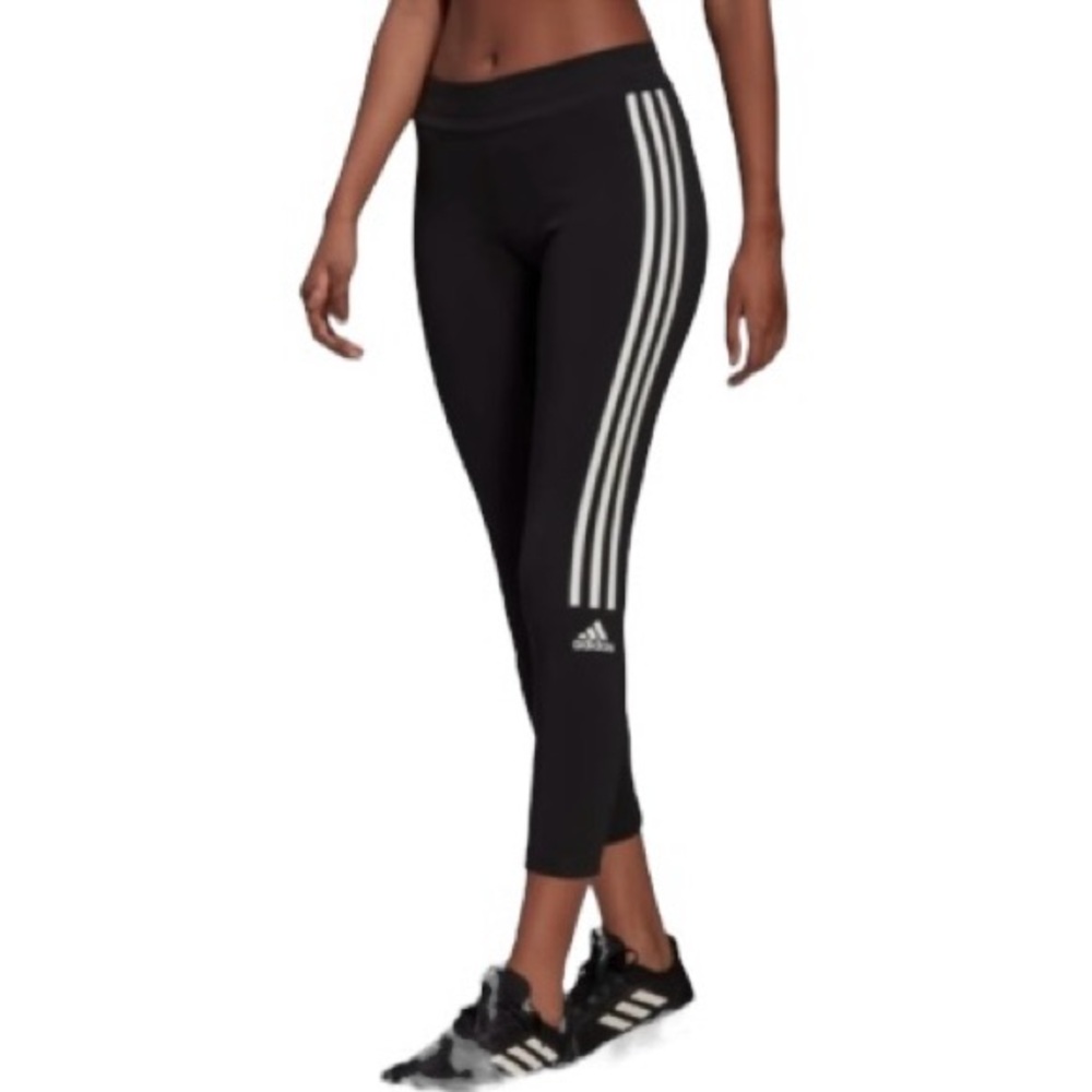 NWT adidas Aeroready Designed To Move 7/8 Leggings Black White‎ Stripes Size XS